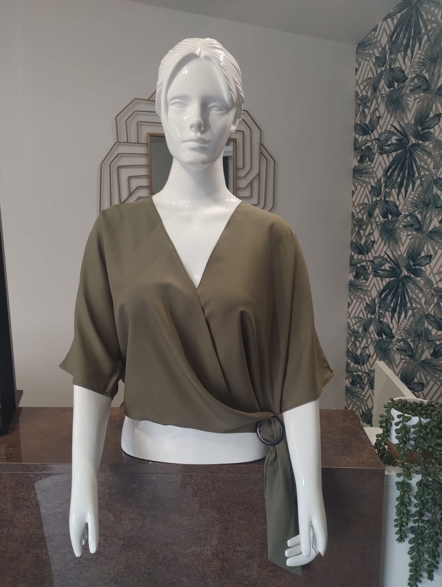 Khaki wrap top