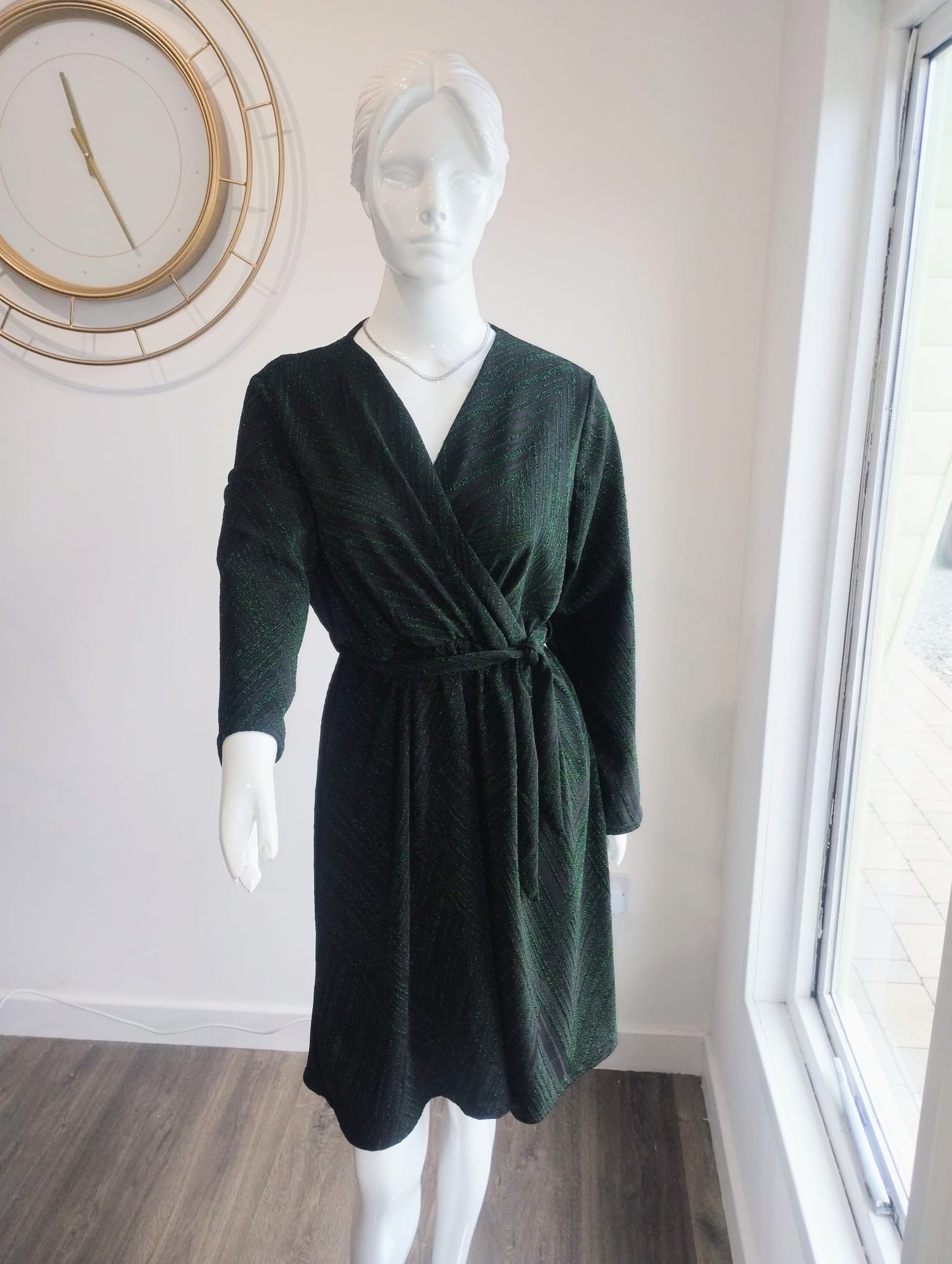 Green and black dress