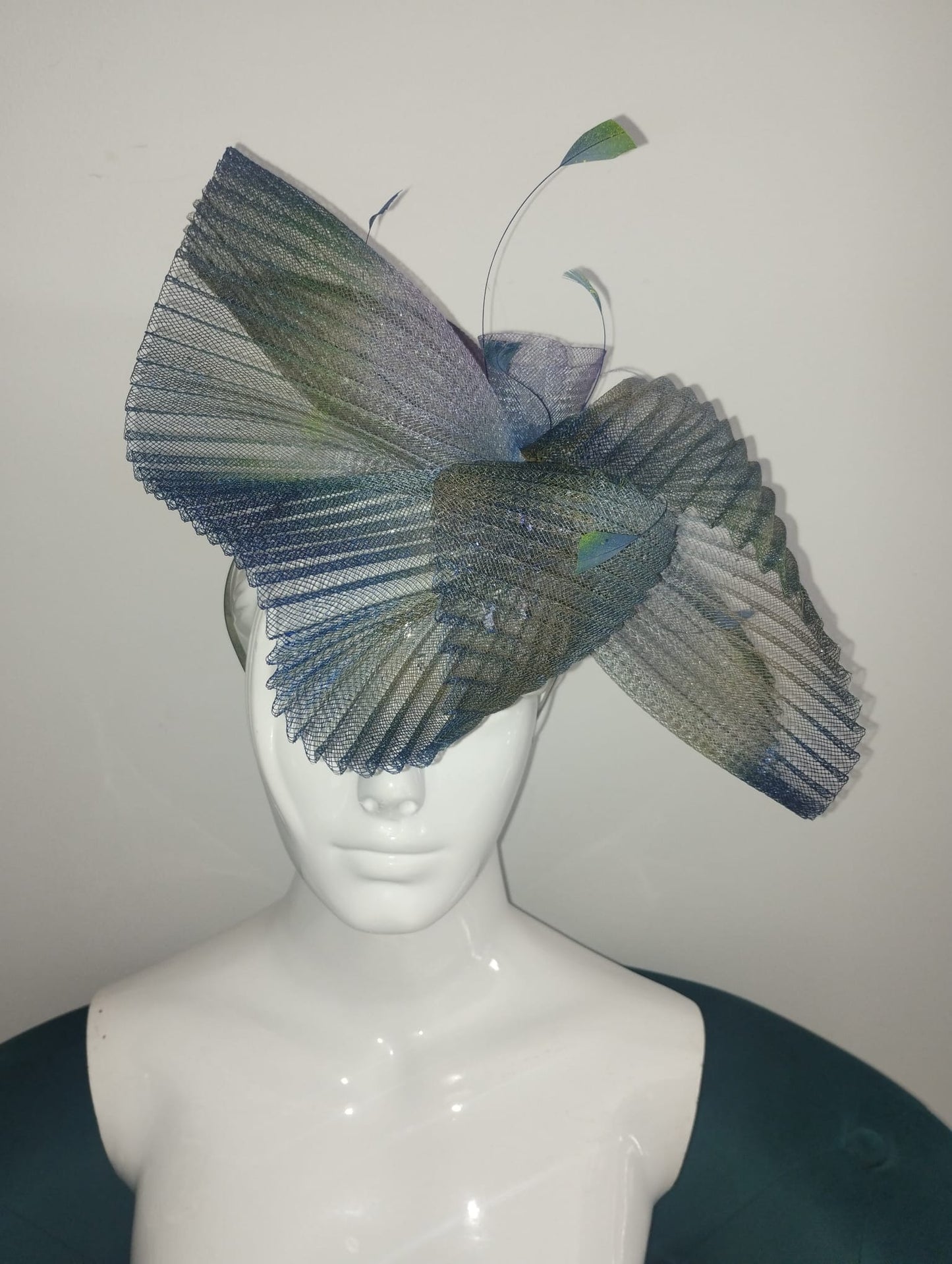 Blue/Lilac/Green Fascinator with feather