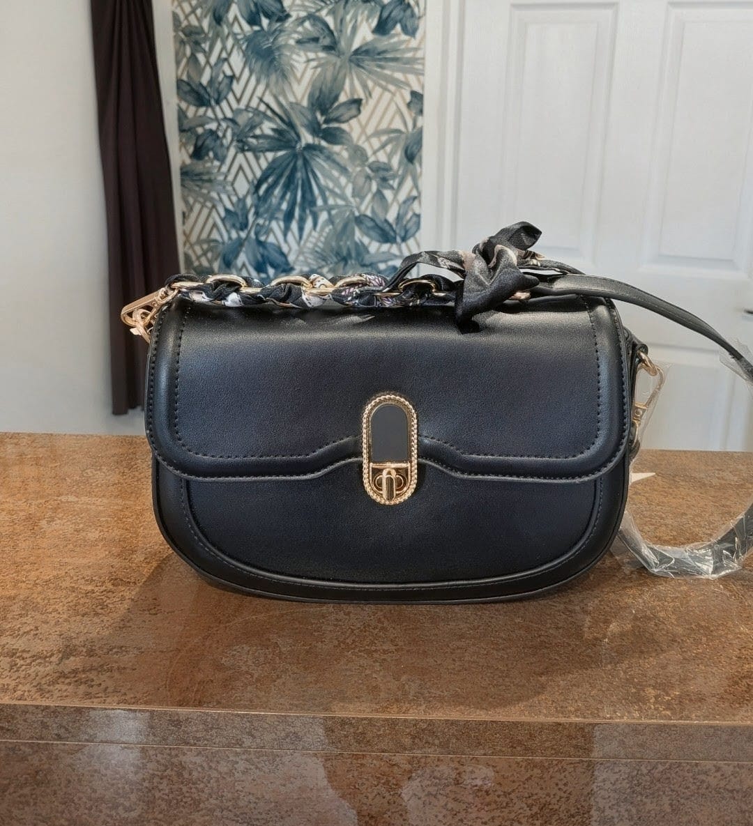 Black leather bag
