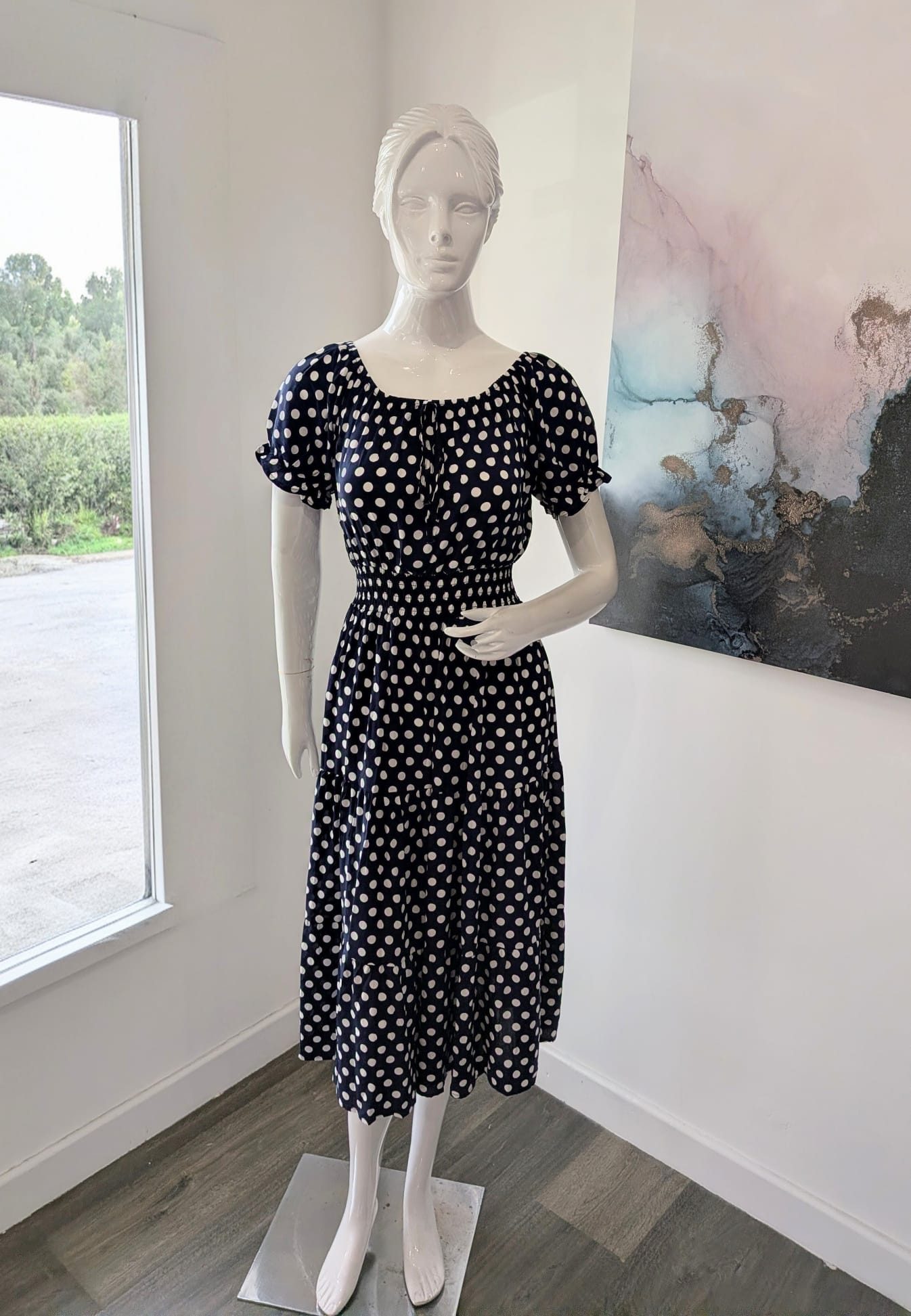 Navy polka dot dress