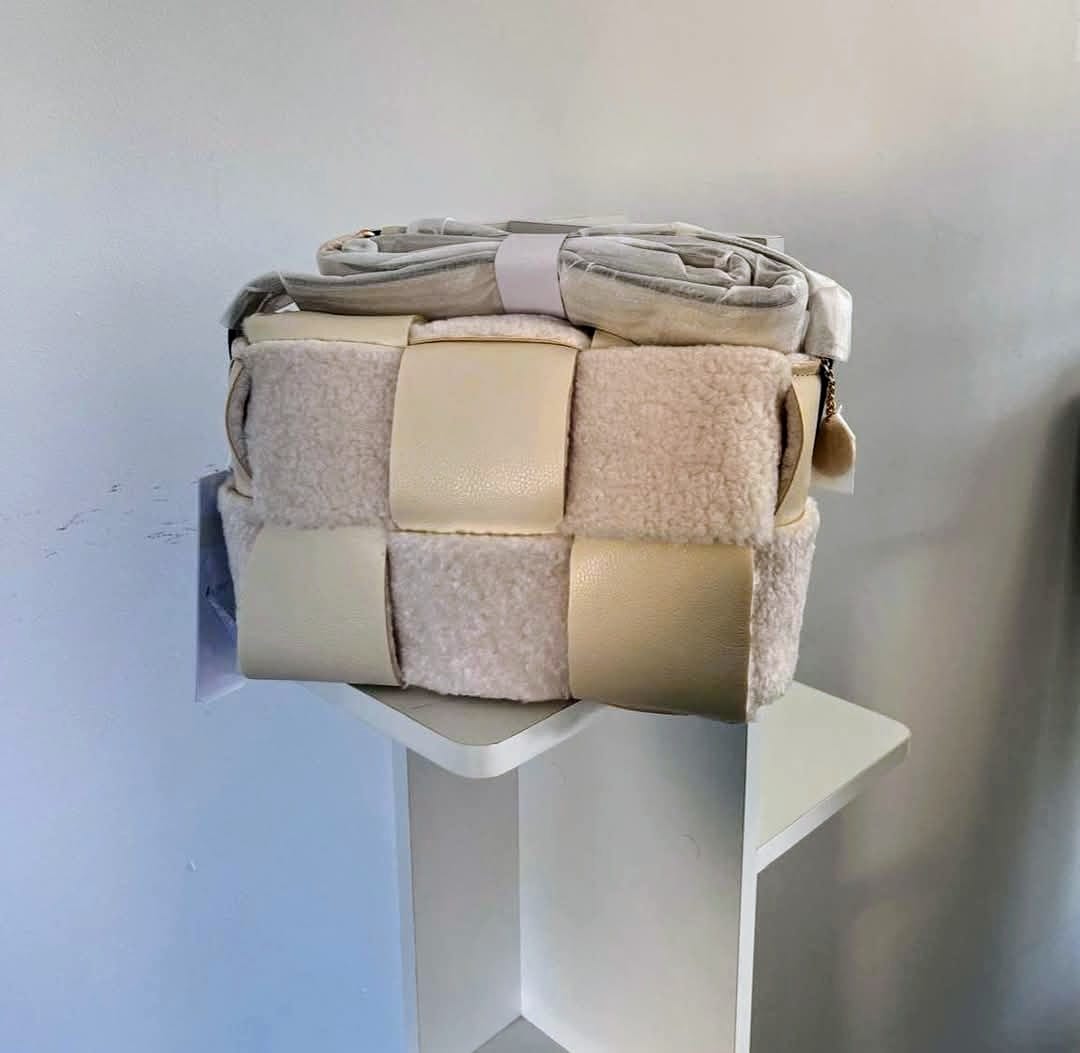 Leather patch bag