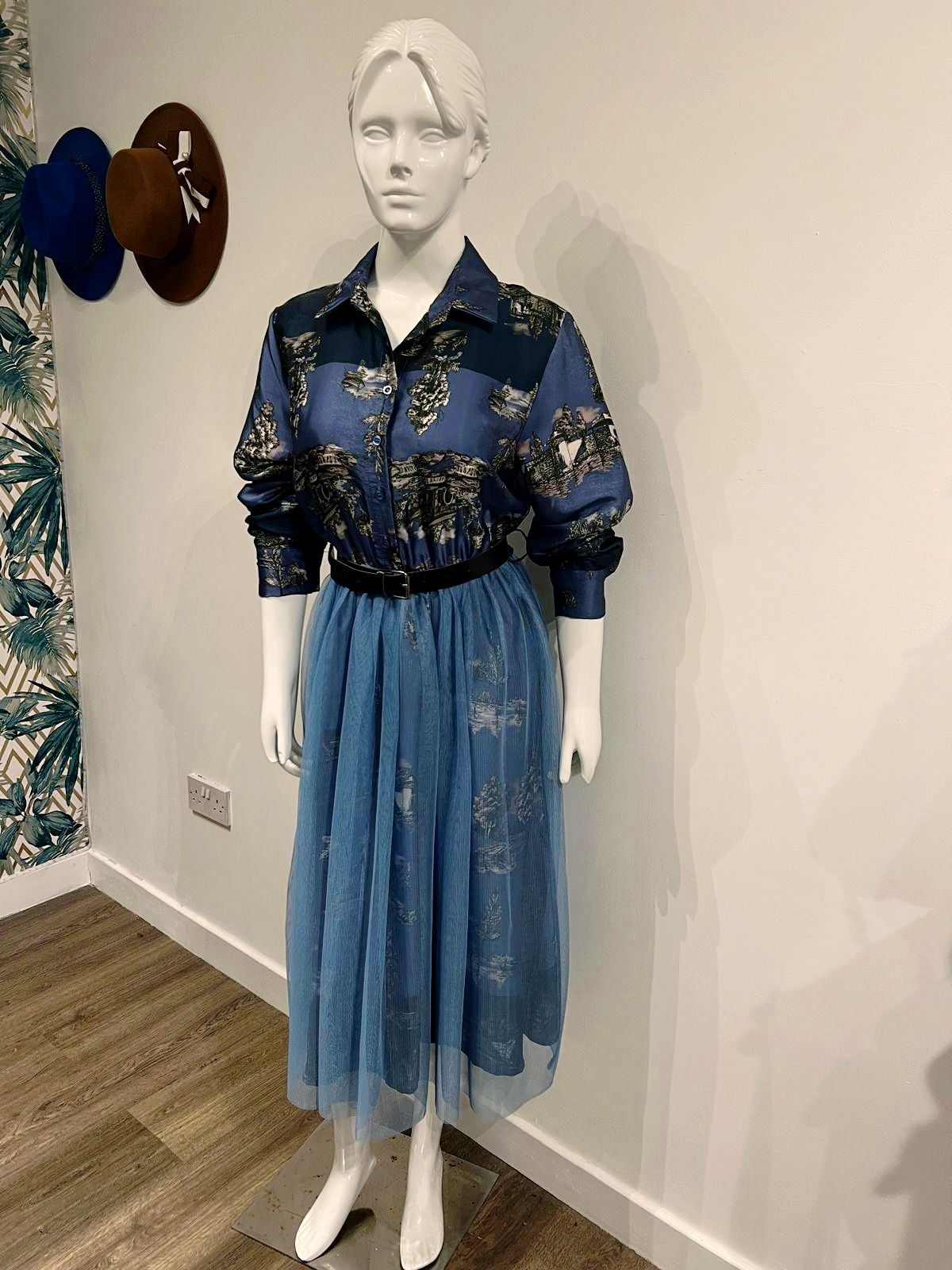Blue Belted Dress