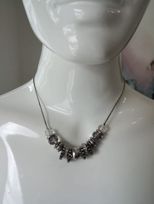 Silver coloured necklace
