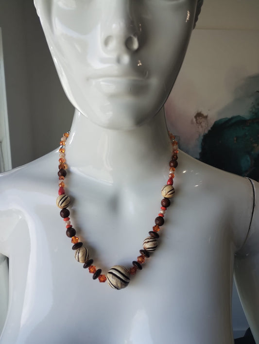 Orange and brown beaded chain