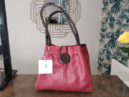 Red leather handled bag