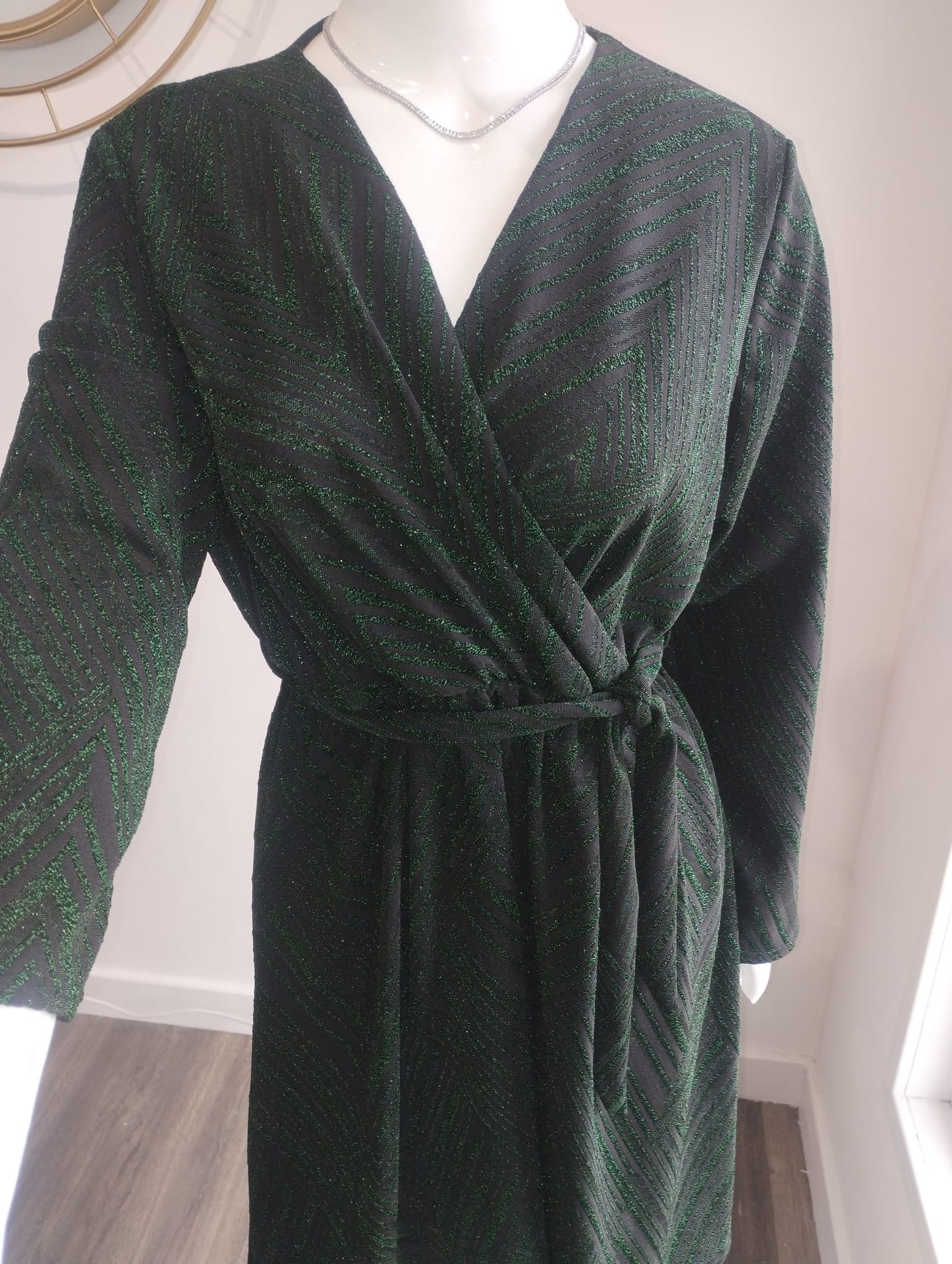 Green and black dress
