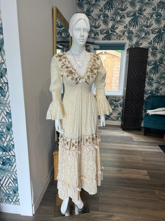 Cream and gold dress