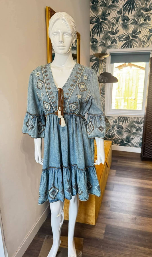 Denim tassele dress