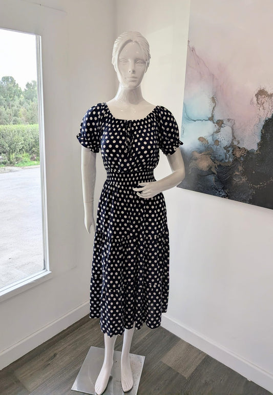 Navy polka dot dress