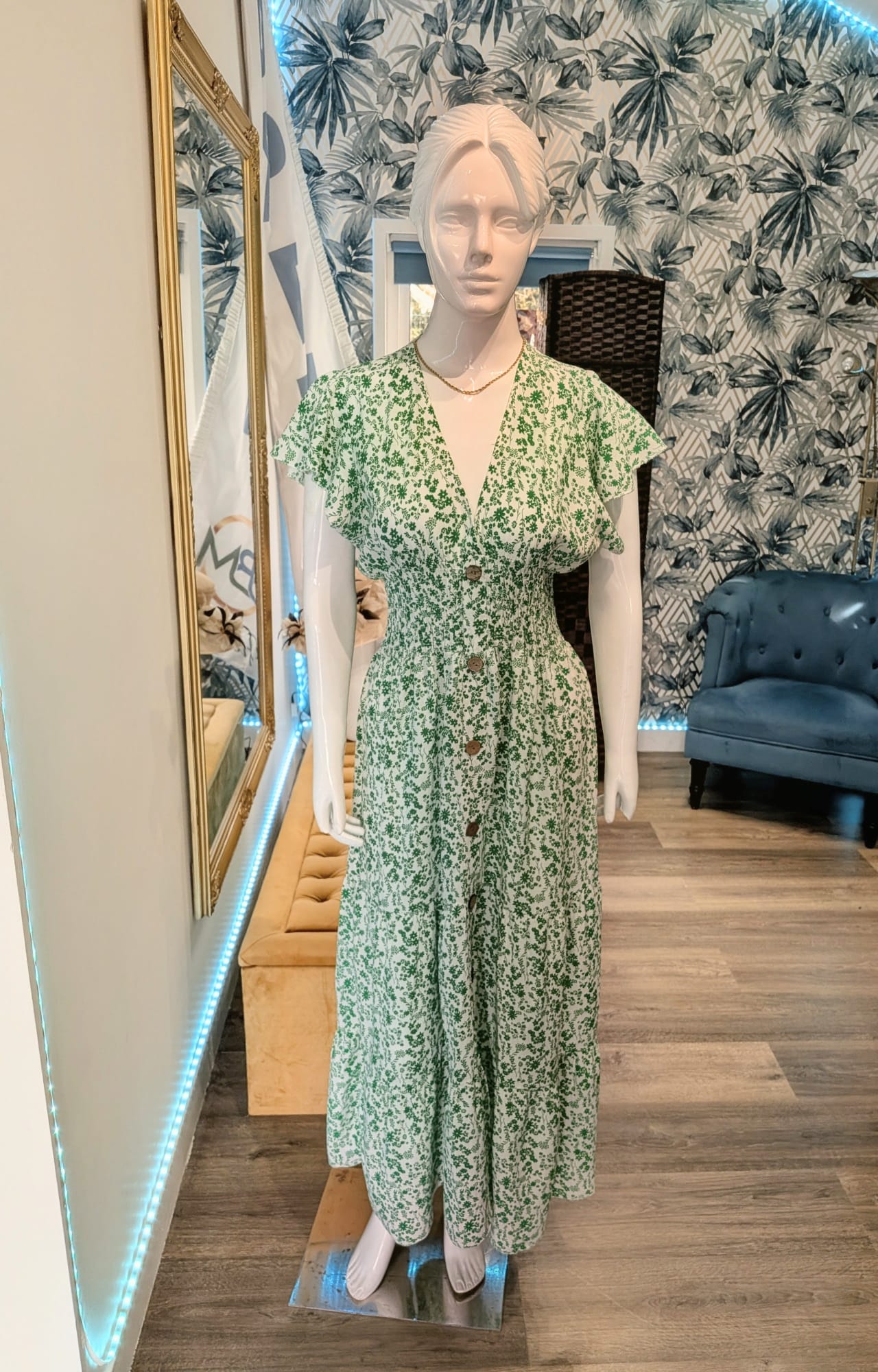Green floral dress