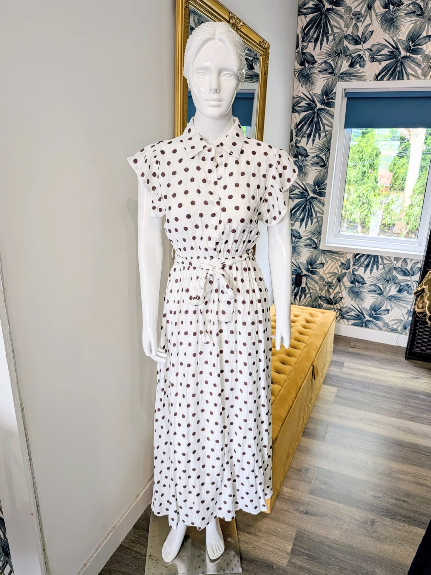 Button polka dot dress