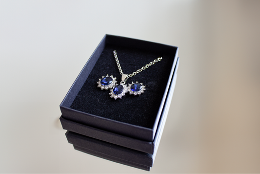 Matching  royal blue necklace and earring set